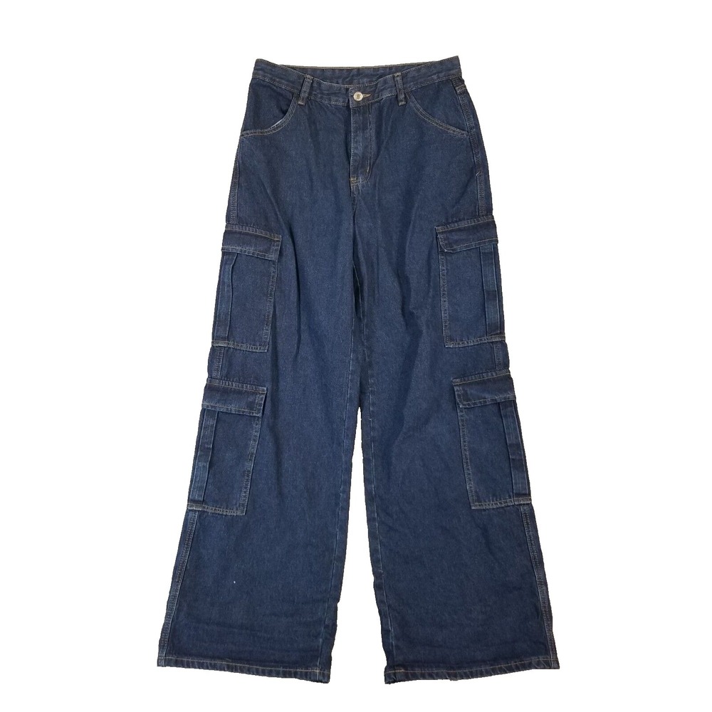 Shein Denim cargo pants Jeans women's 8/10 blue baggy loose Y2K